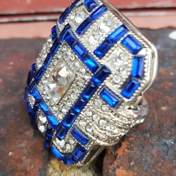 Vintage  crystal‎ paste cocktail ring 5.5 - Picture 8 of 14